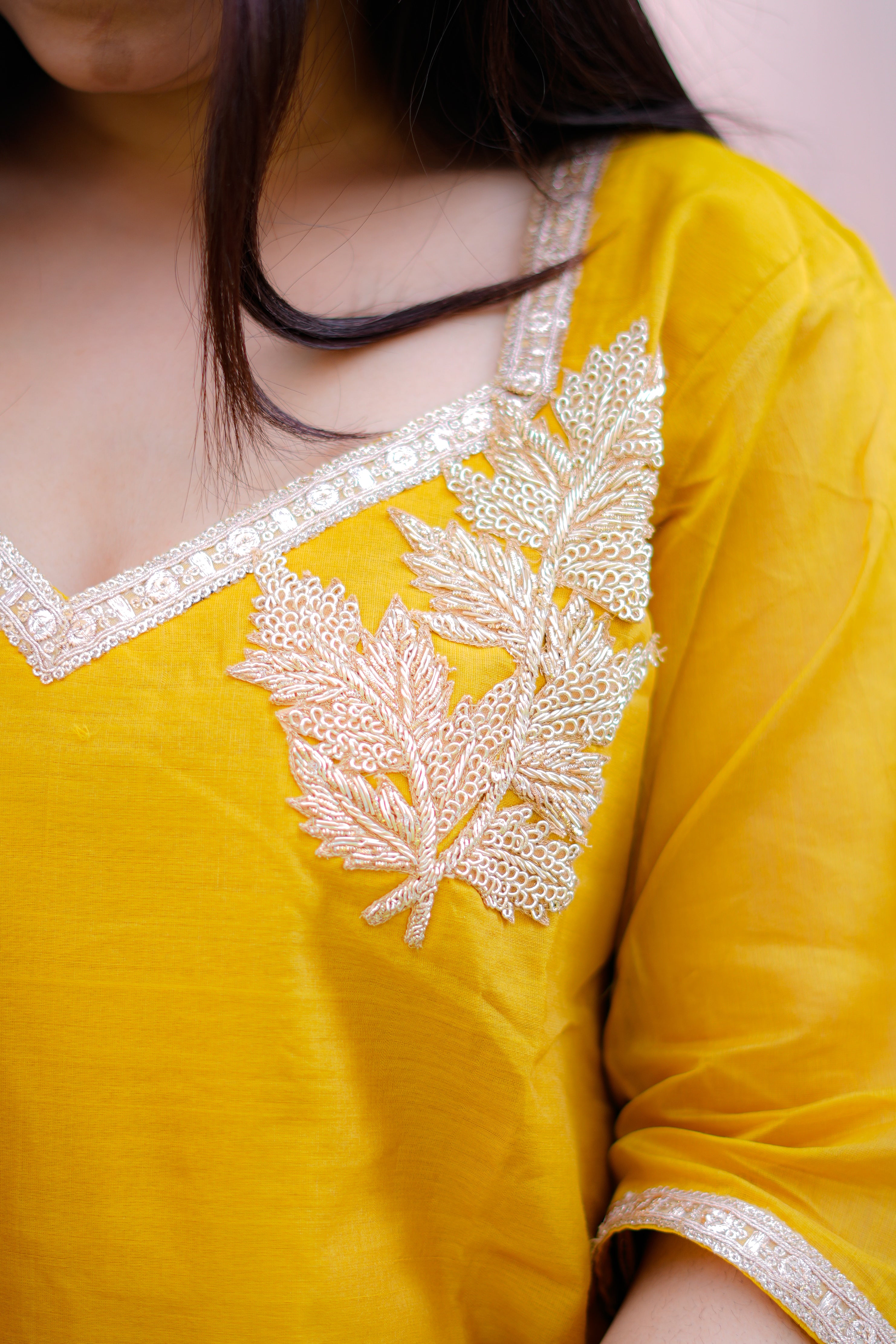 Golden Yellow Handwoven Kurta & Dupatta