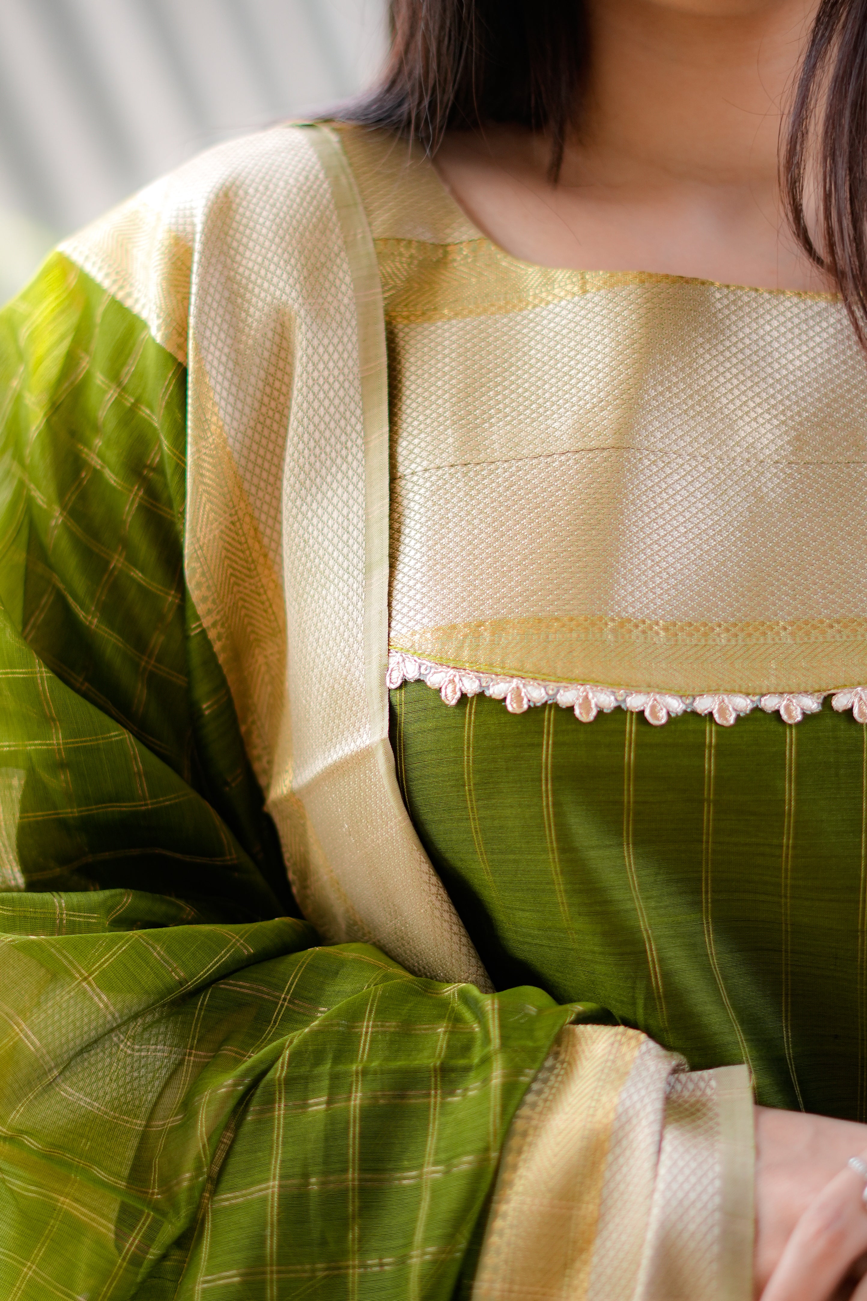 Green Gold Handwoven Kurta & Dupatta