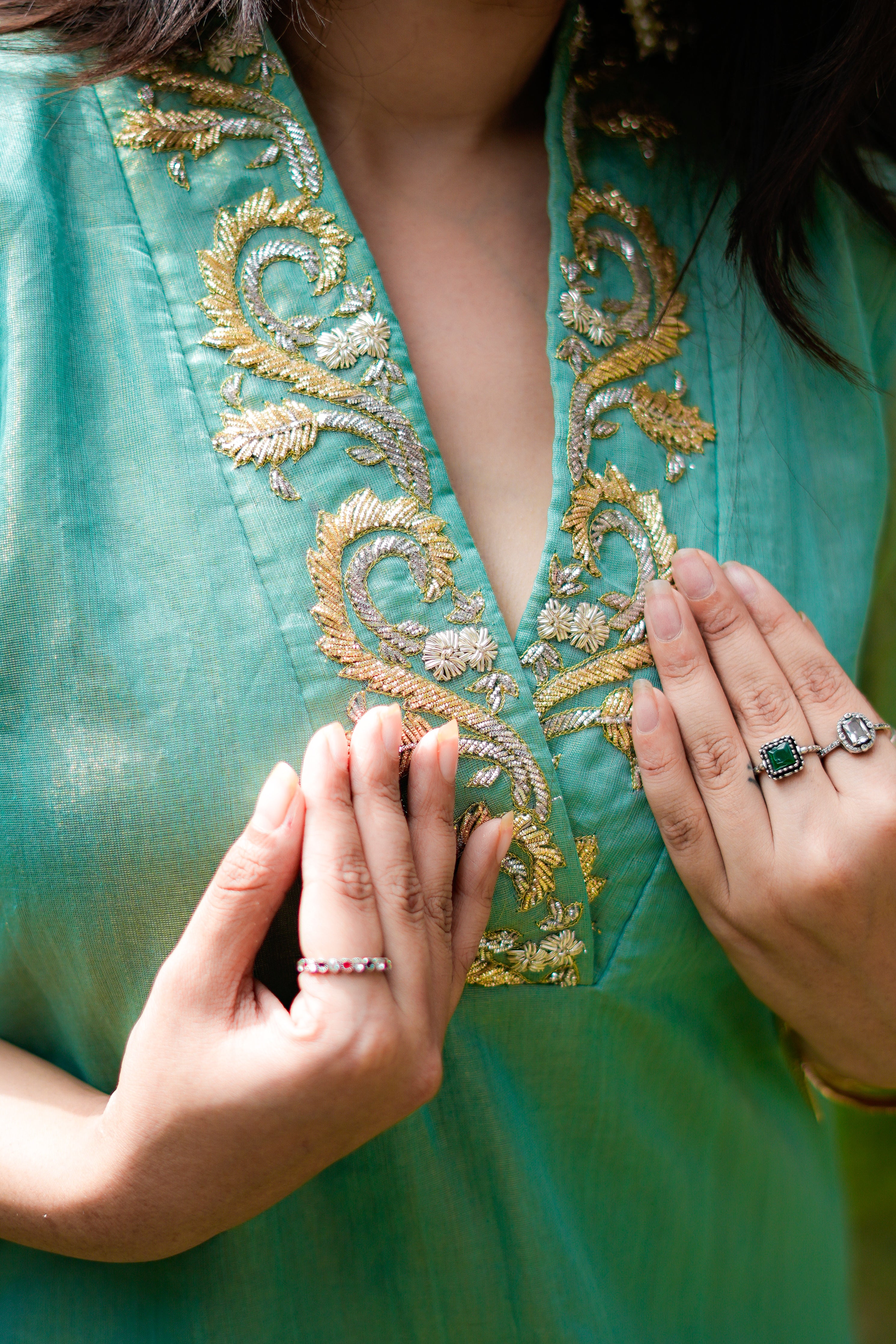 Pastel Green Maheshwari Handwoven Kurta