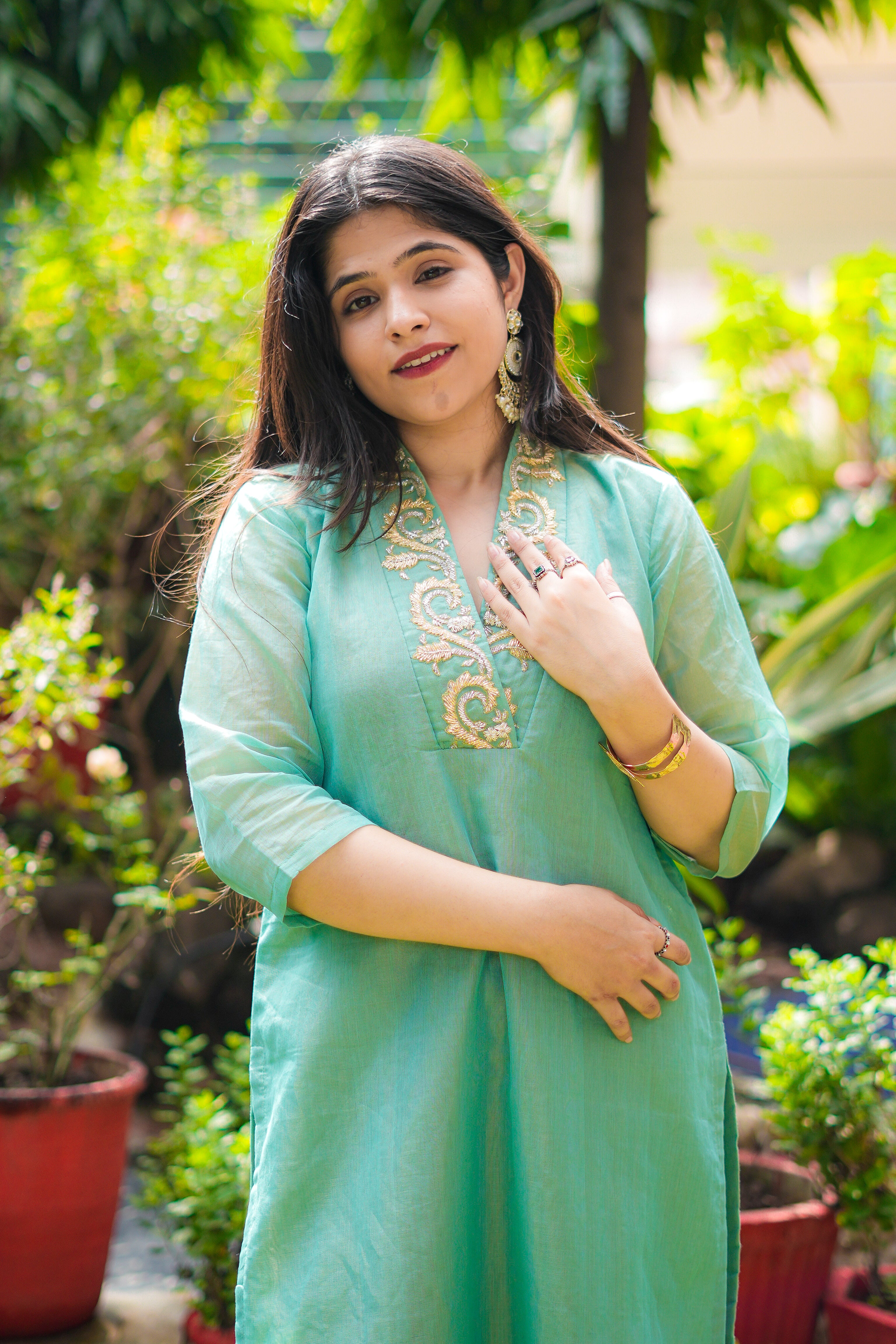 Pastel Green Maheshwari Handwoven Kurta