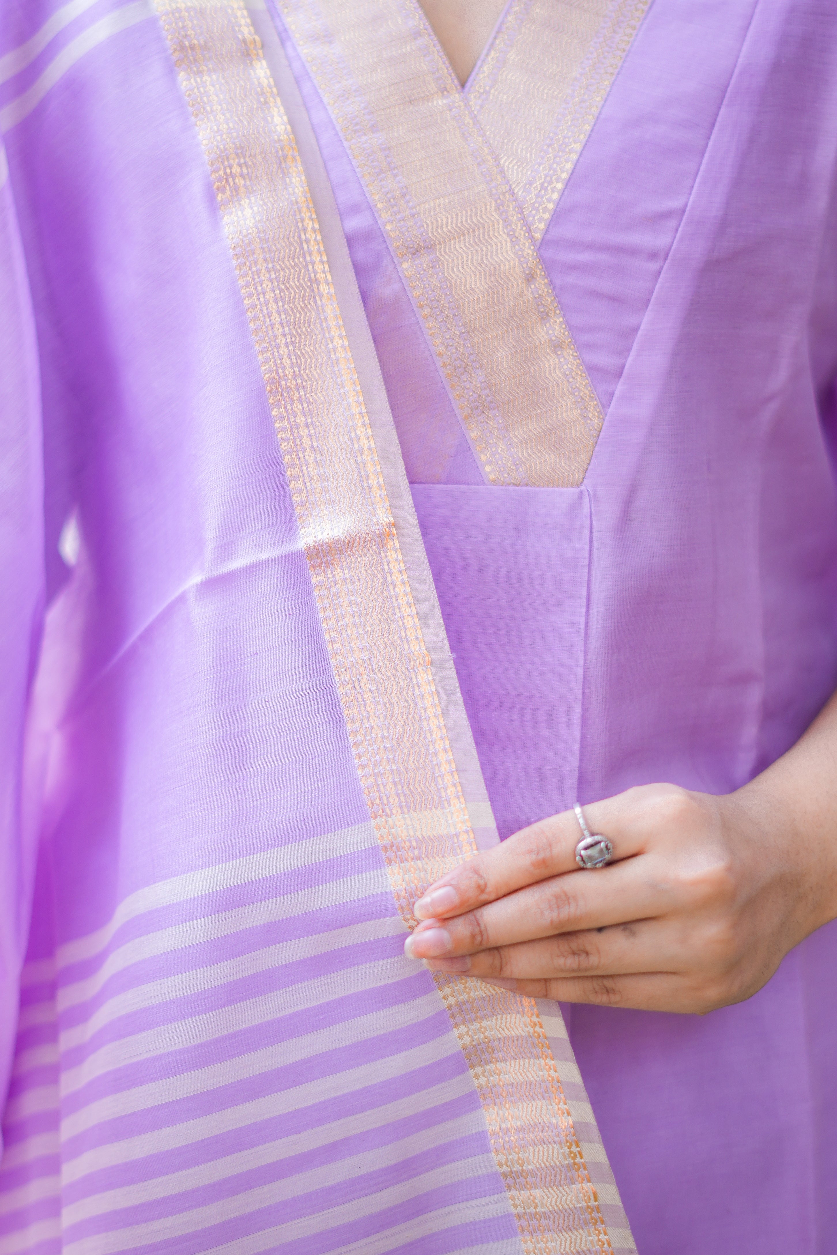 Lilac Maheshwari Kurta & Dupatta