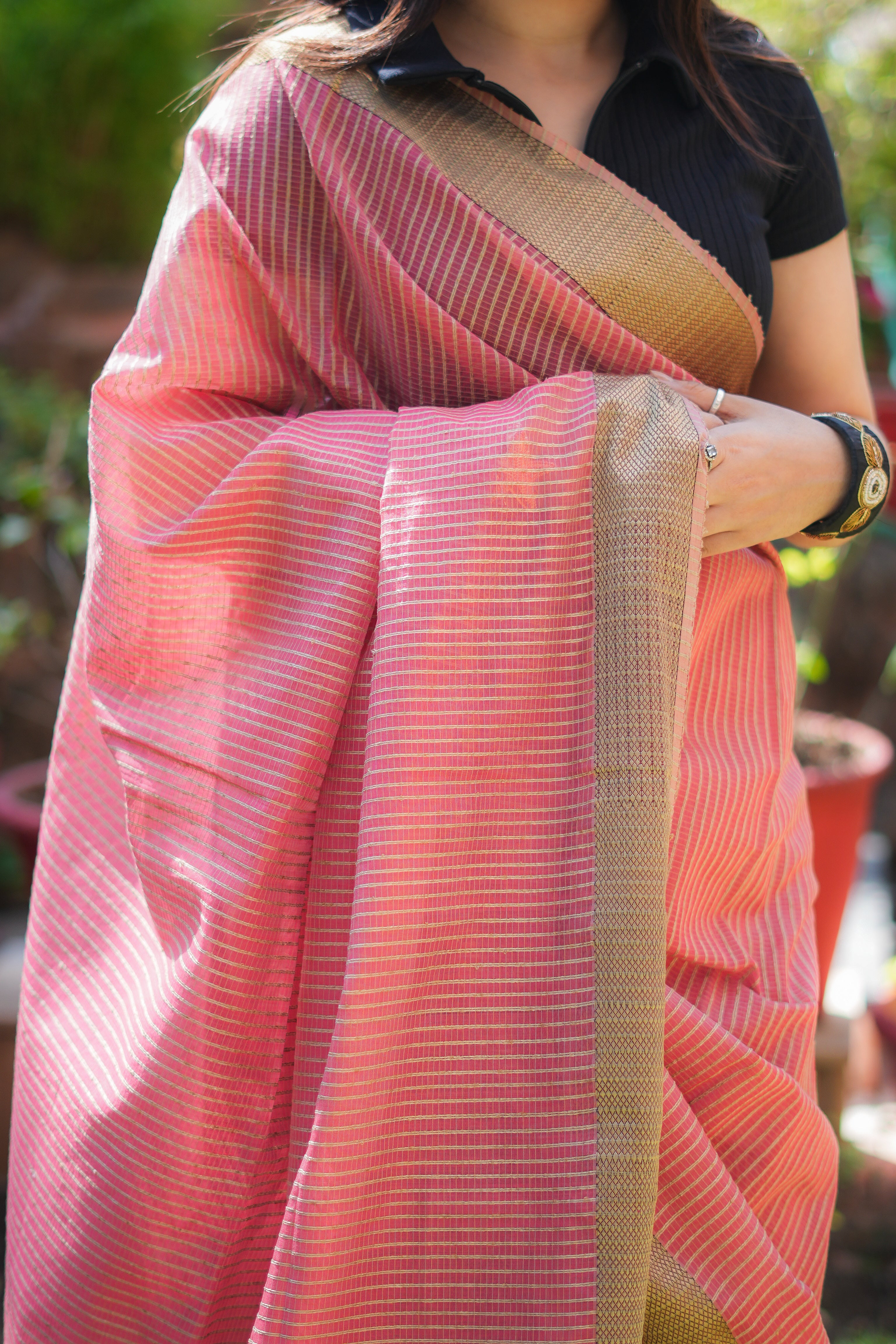 Pink Ghicha Handloom Saree