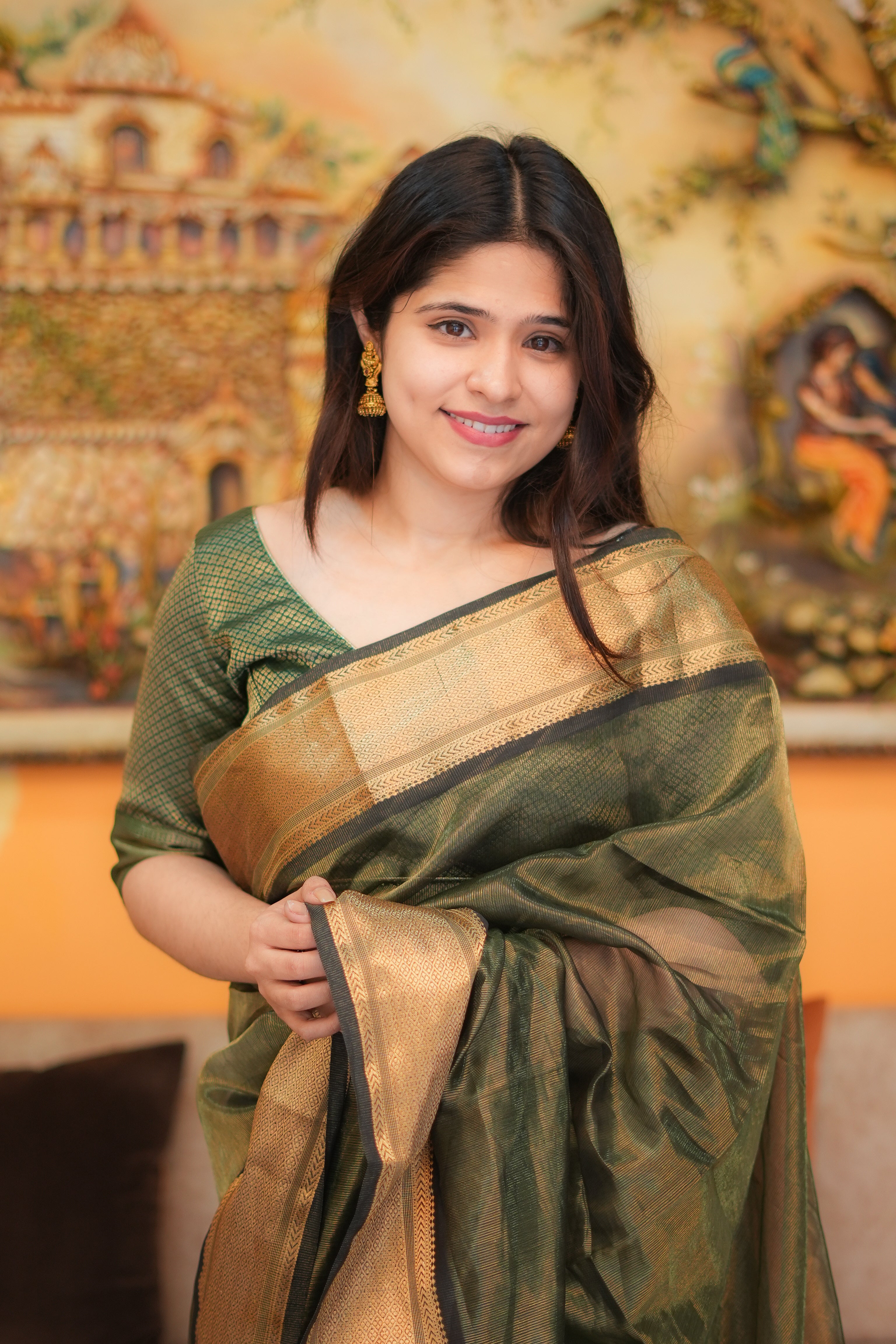 Hara Rang | Green Golden Handloom Saree