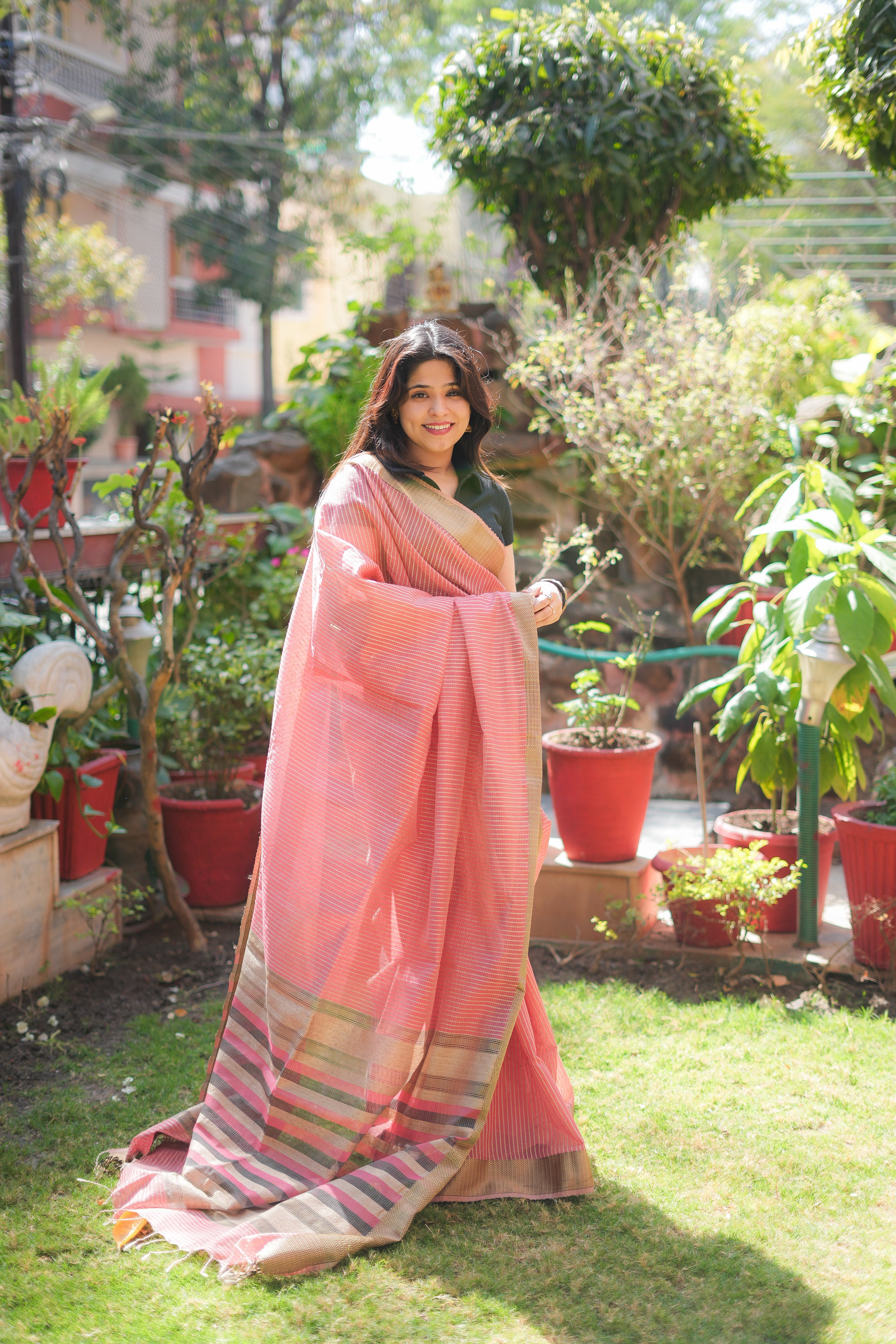 Pink Ghicha Handloom Saree