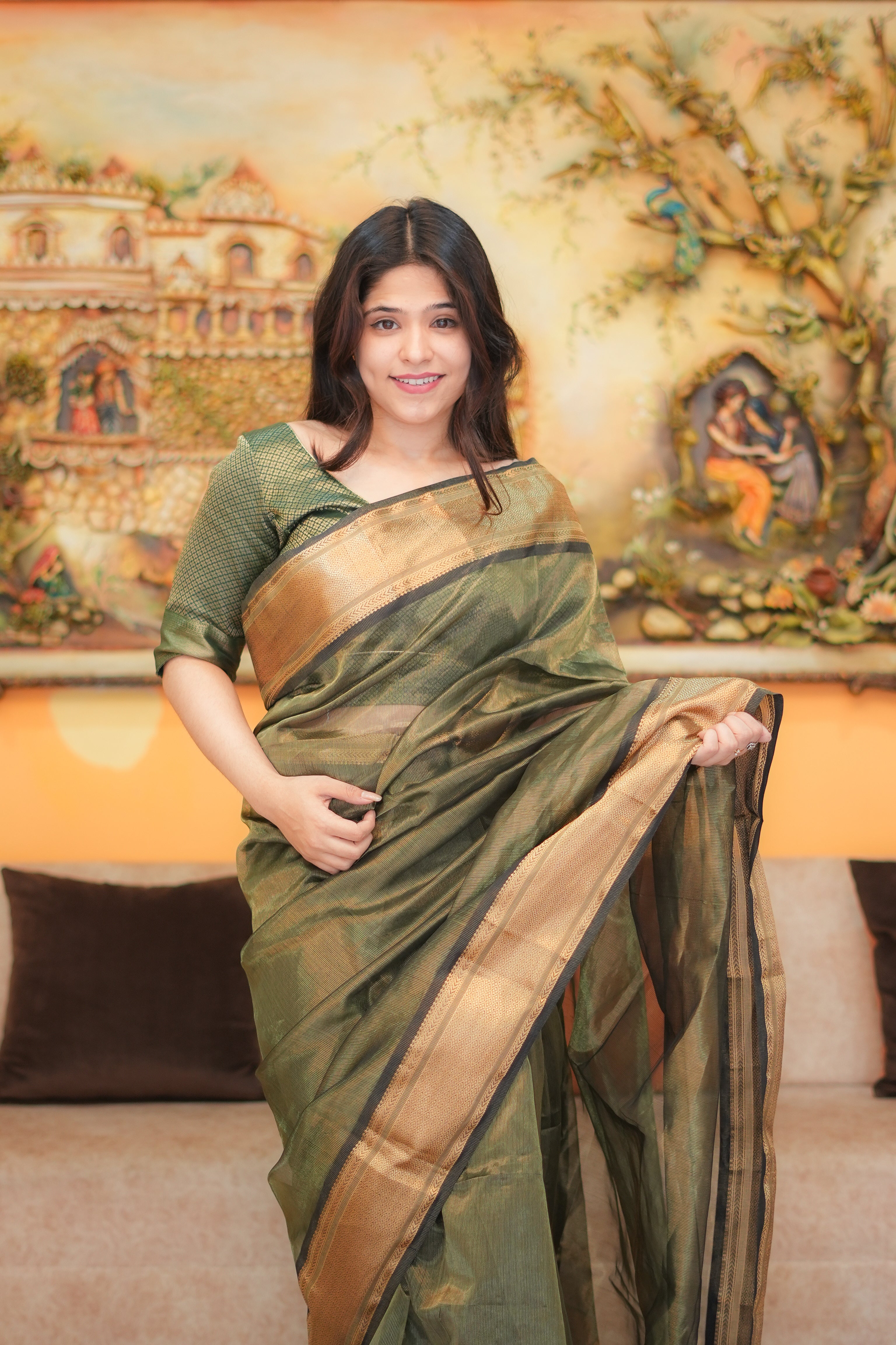 Hara Rang | Green Golden Handloom Saree