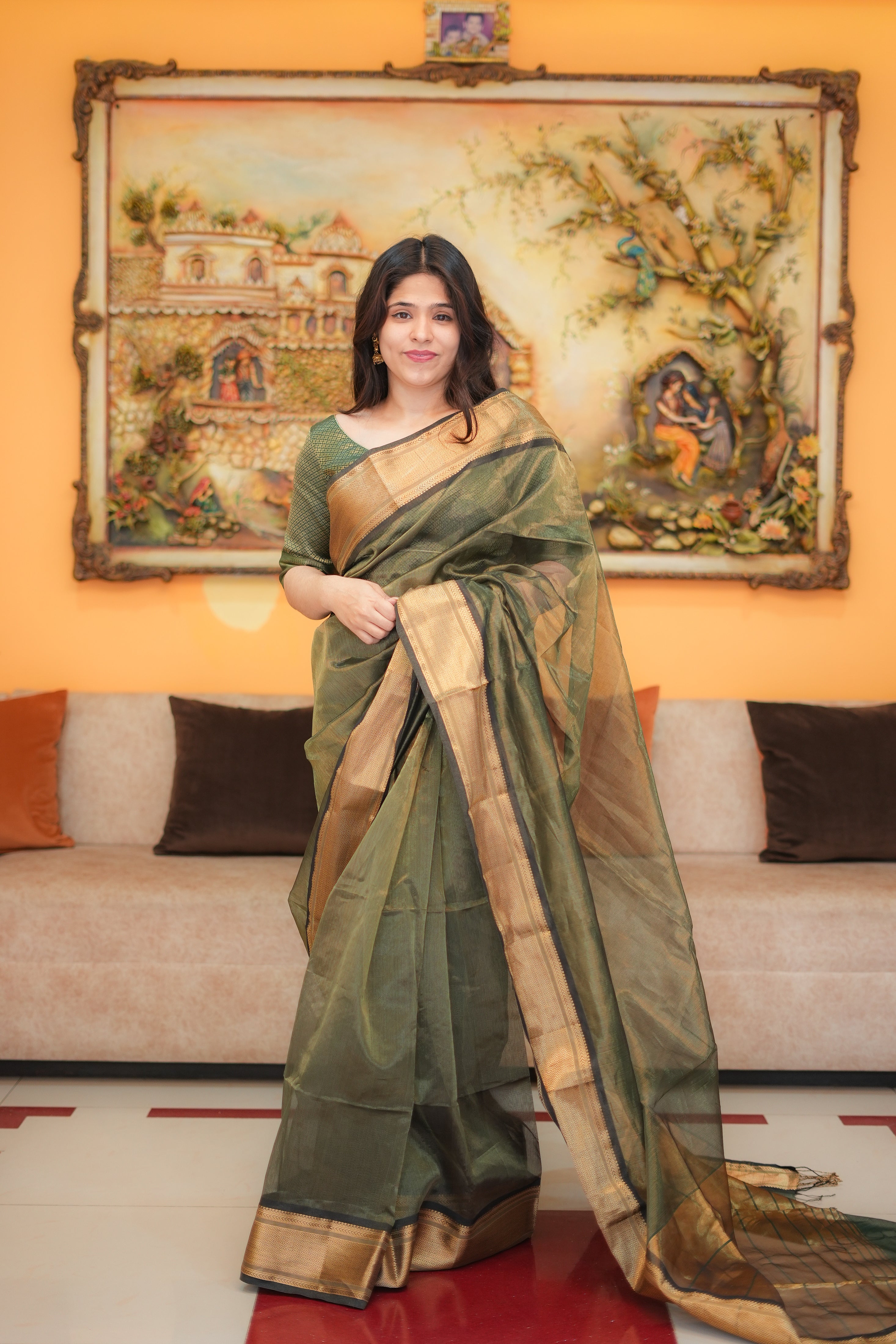 Hara Rang | Green Golden Handloom Saree