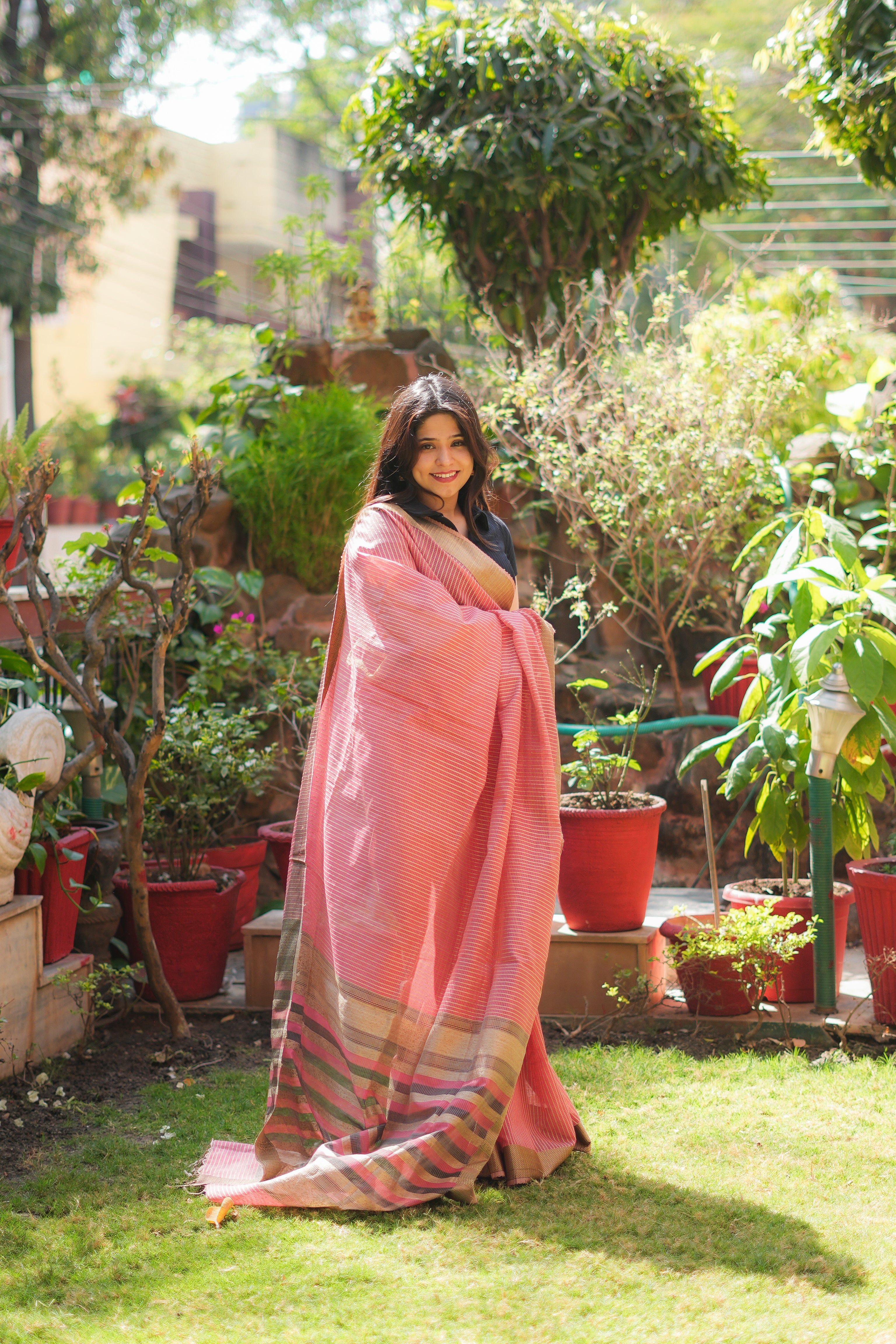 Pink Ghicha Handloom Saree