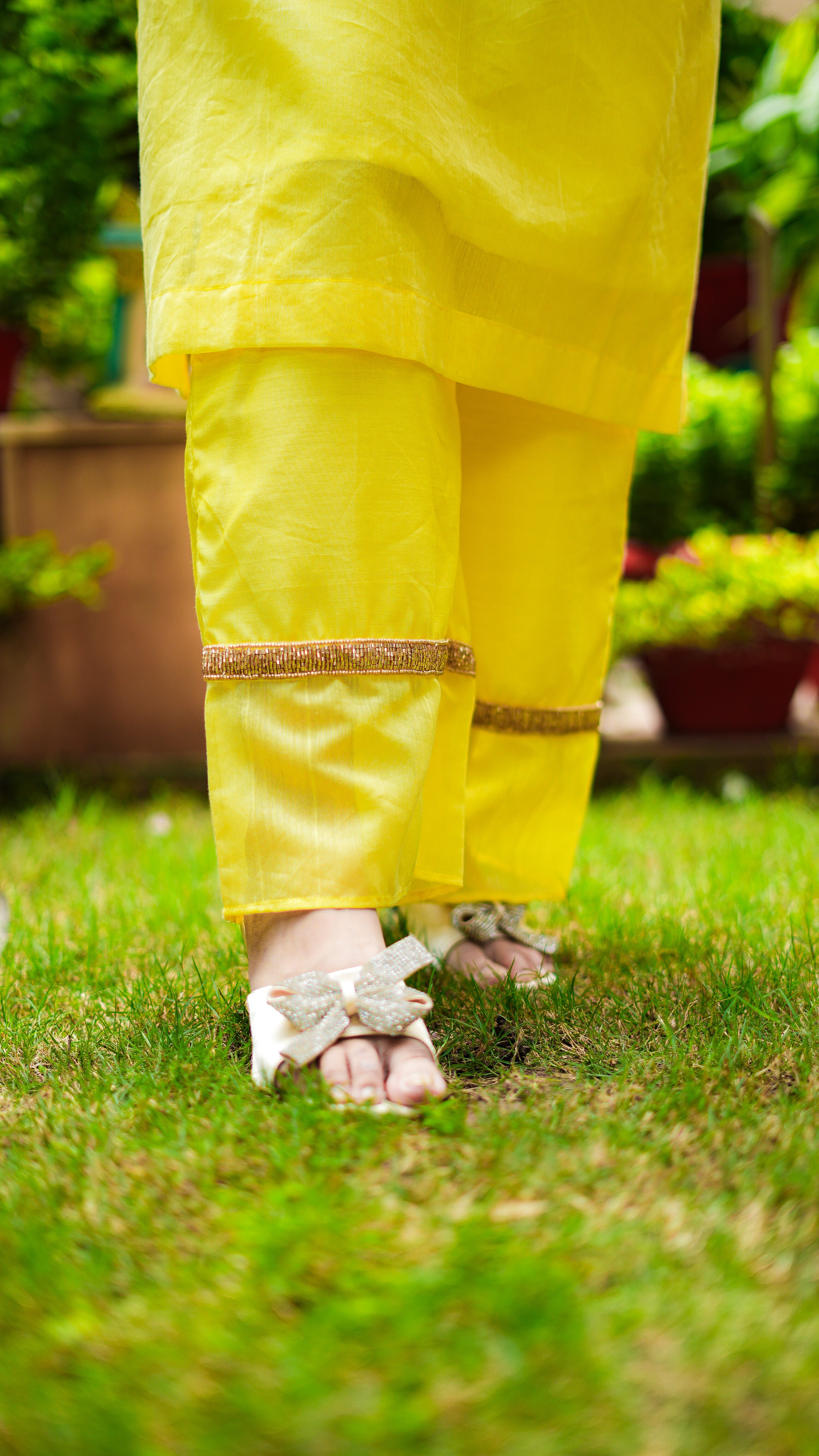 Yellow Maheshwari Kurta & Pants