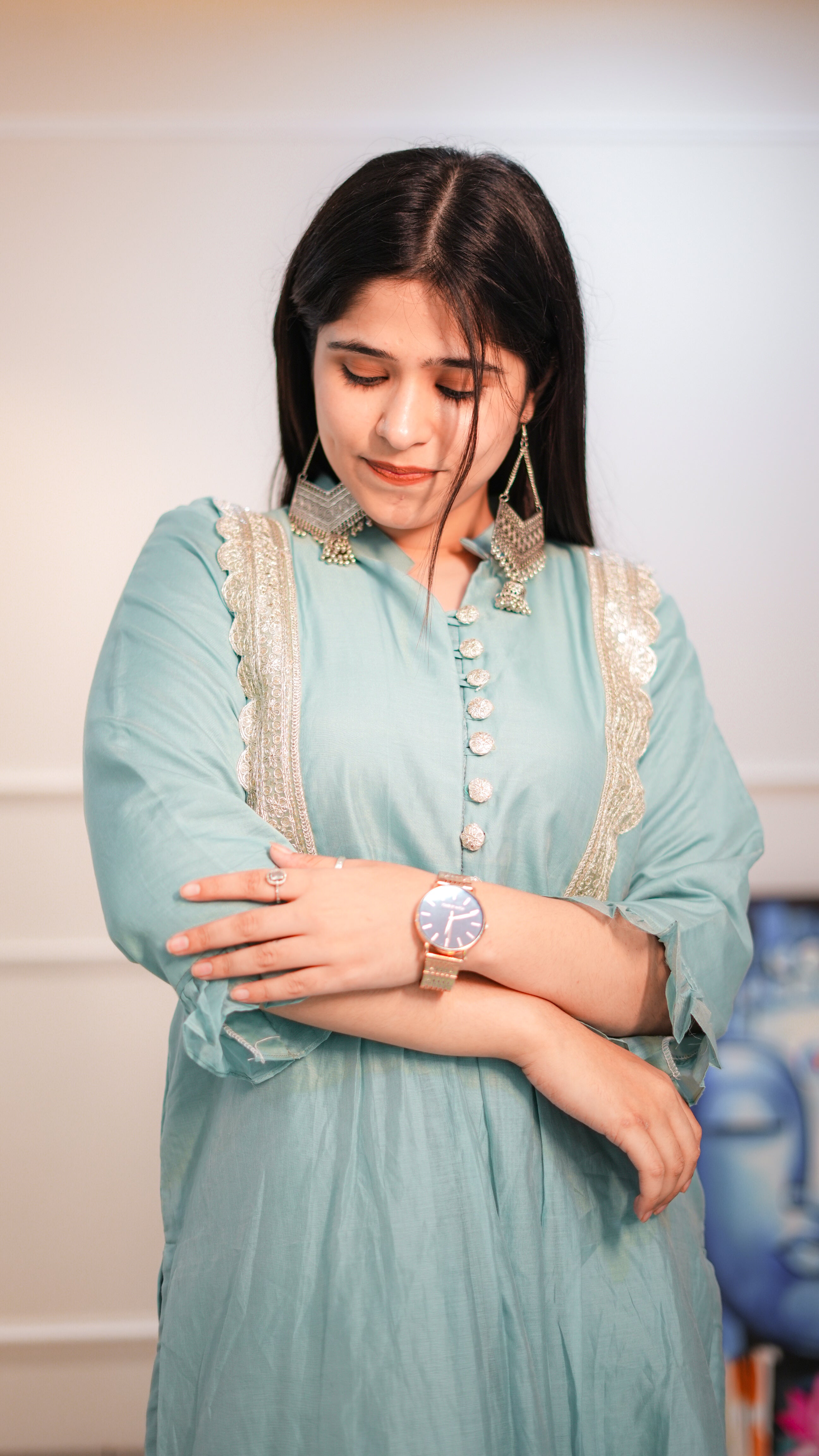 Greenish Blue Maheshwari Kurta