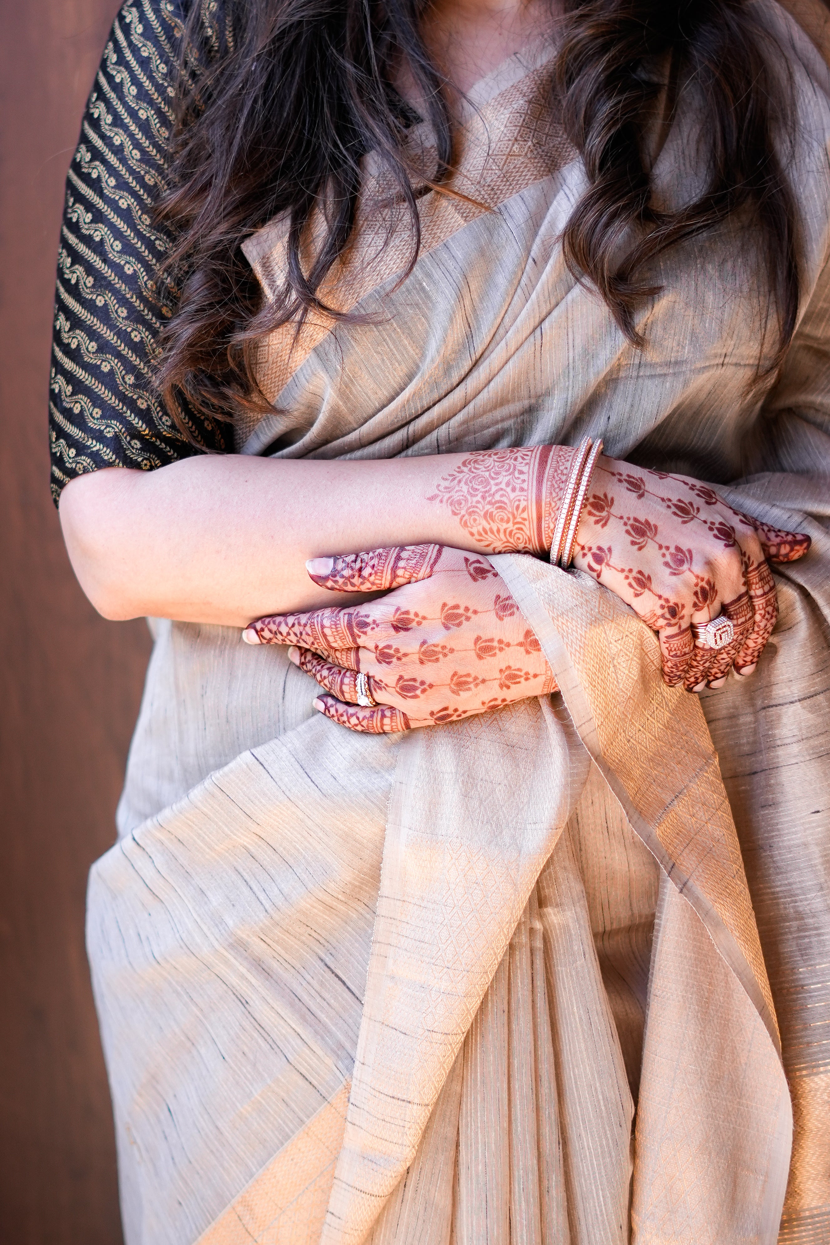 Golden Beige Ghicha Silk Handloom Saree